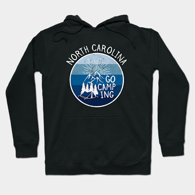 North Carolina USA Retro Vintage Camping Nature Mountains Hoodie by JKFDesigns